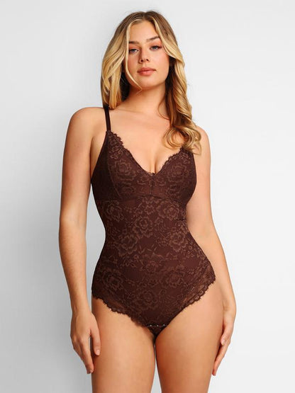 Shapewear Firm Control Smoothing Full Lace Thong Bodysuit