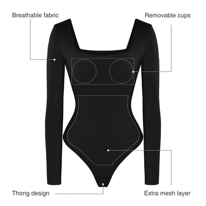 Shapewear Contour Long Sleeve Square Neck Bodysuit