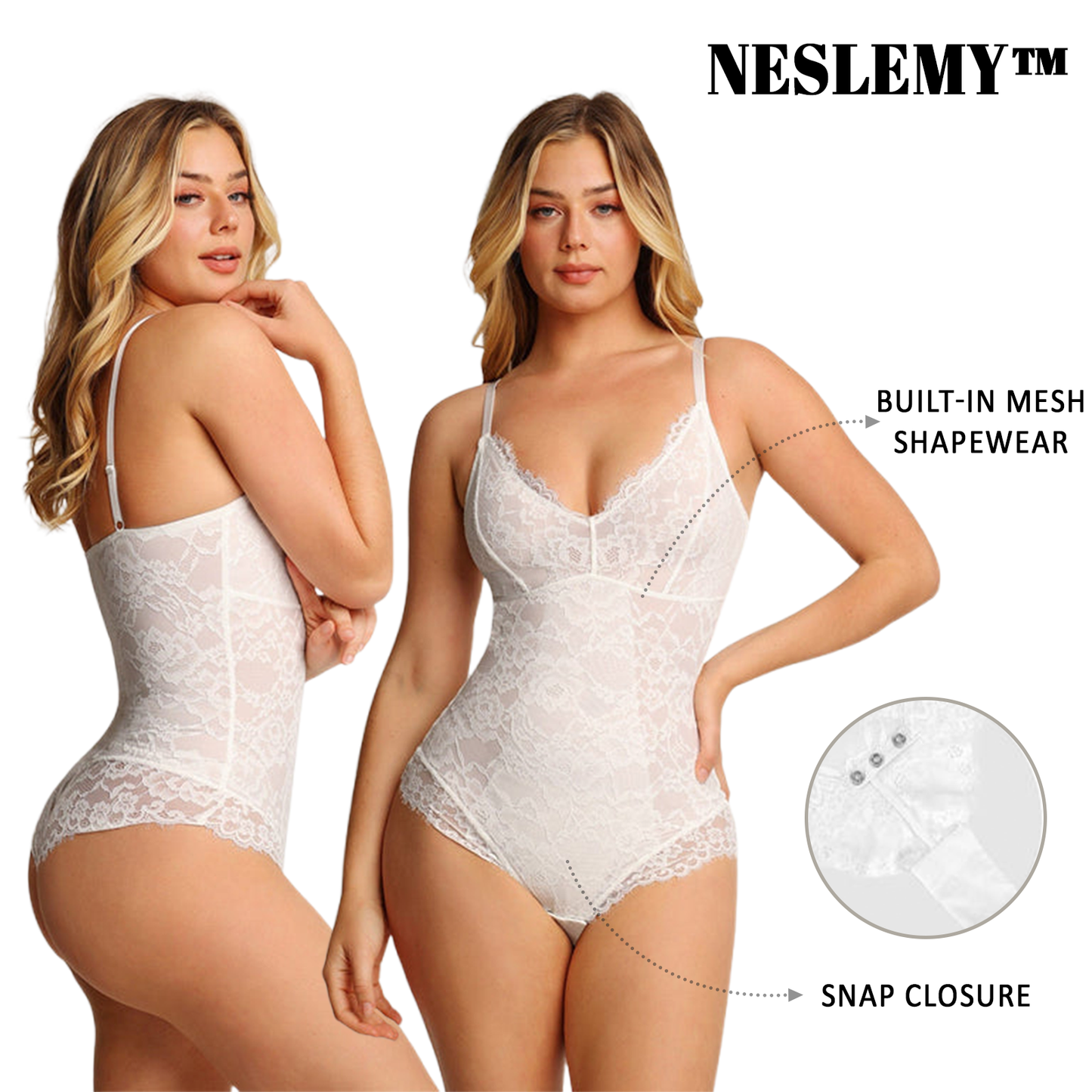 Shapewear Firm Control Smoothing Full Lace Thong Bodysuit